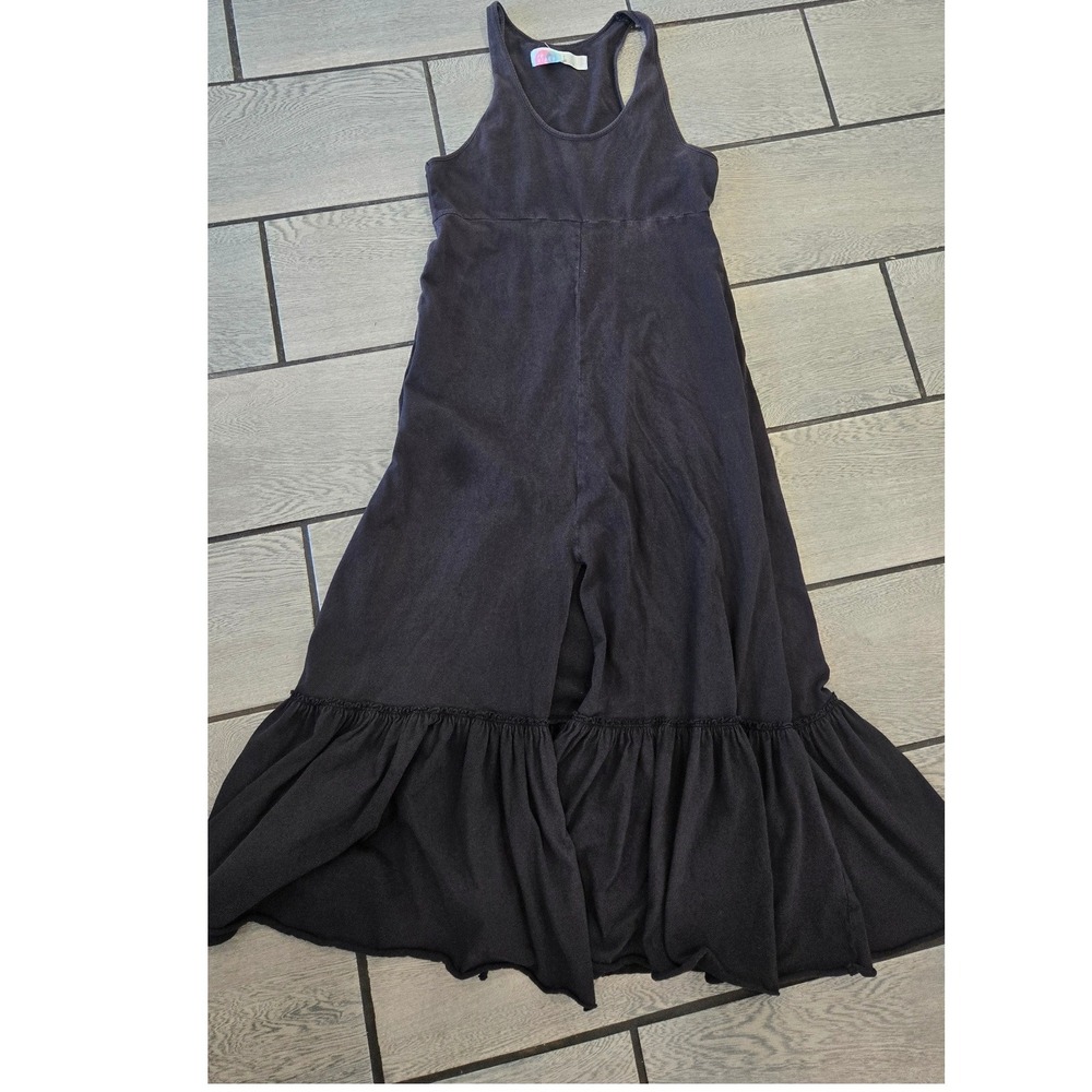Free People FP Beach Black Maxi Dress Racerback Tiered Ruffle Hem Small